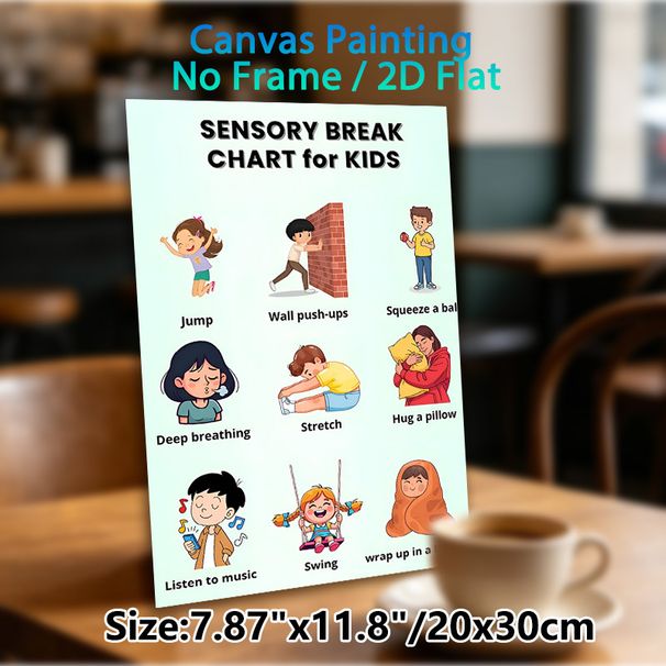 Sensory Break Chart Painting Poster, Vibrant Cartoon-style Sensory Activity Guide Poster, Offers Diverse Calming & Energizing Activity Ideas For_maomaolike.com