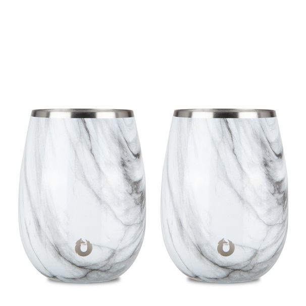 Stainless Steel Grand Pinot Wine Glass, Set Of 2 - Marble_maomaolike.com