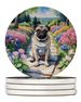 Pug Spring Path Large Sandstone Coasters Pack Of 4 Absorbent Round Coasters Decor Gifts For Men Or Women, 4 In, Multicolor_maomaolike.com