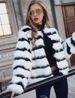 Women's Clothing Black and white color block fox fur coat winter fur coat women's round neck long sleeve fur women's tops_maomaolike.com
