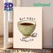Cafecito Coffee Themed Painting Poster, Warm-toned Cute Illustrated Poster, Cozy Polka-dot Coffee Bowl Design With Playful Text, Ideal For Kitchen And_maomaolike.com