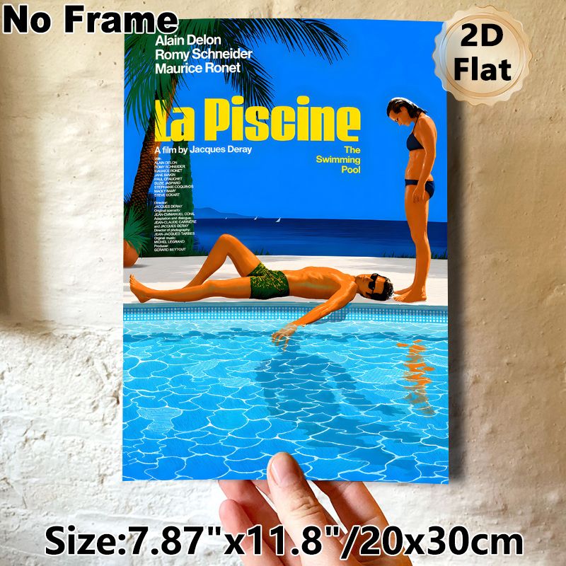 Swimming Pool Themed Movie Painting Poster, Vibrant Retro Cinematic Scene Poster, Stylish Vintage Film Artwork Suitable For Home Theater, Living Room_maomaolike.com