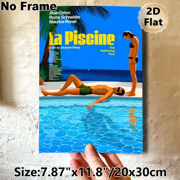 Swimming Pool Themed Movie Painting Poster, Vibrant Retro Cinematic Scene Poster, Stylish Vintage Film Artwork Suitable For Home Theater, Living Room_maomaolike.com