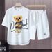 Men's Clothing 2024 Waffle Casual Summer Suit Men's Loose Teen Short sleeved T shirt Shorts Handsome Two piece Suit_maomaolike.com