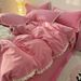 Wholesale INS Korean Style Princess Simple Pure Four-Piece All Solid Color Lace Trim Washed Cotton 4-Piece Set_maomaolike.com
