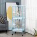 55" 2 In 1 Bird Cage Aviary Parakeet House For Finches, Budgies With Wheels, Light Blue_maomaolike.com