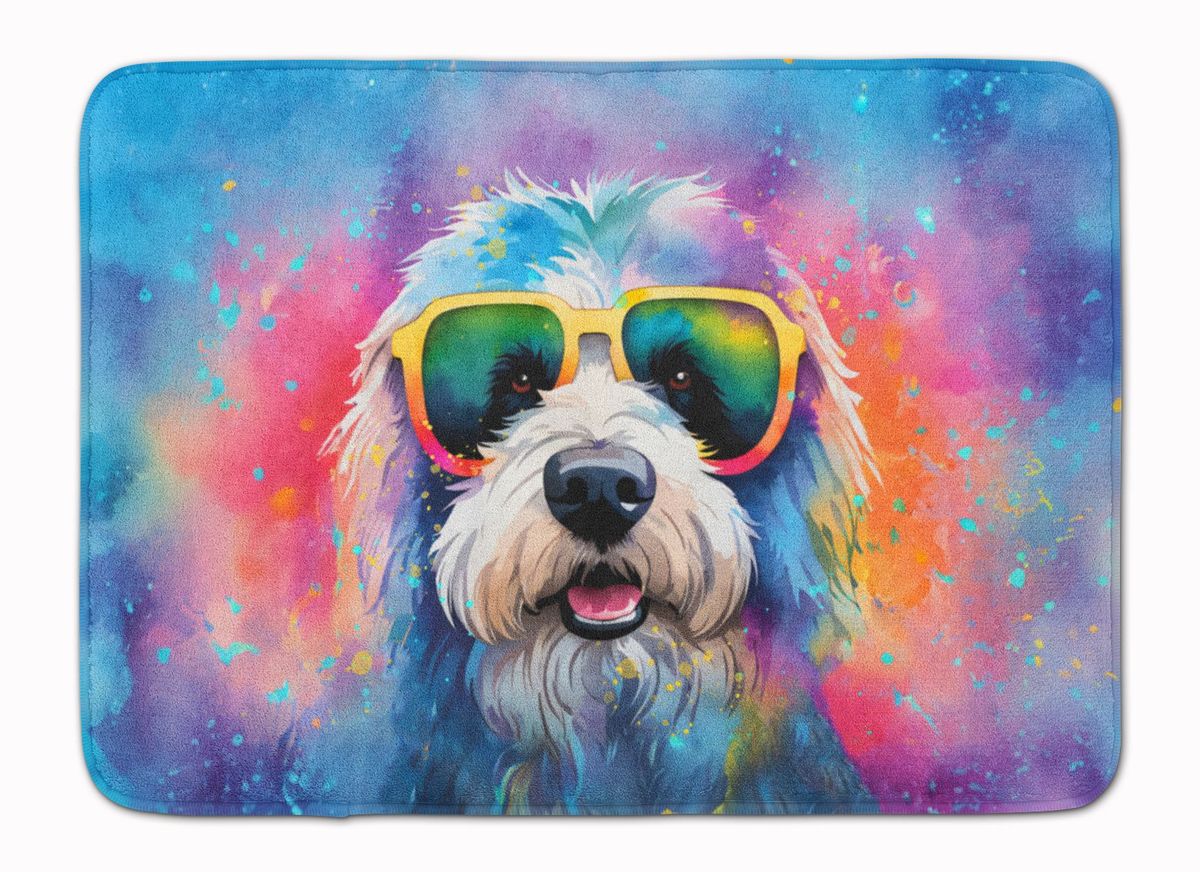 Old English Sheepdog Hippie Dawg Memory Foam Kitchen Mat Machine Washable Anti-Fatigue Mat Cushion Comfort Bath Mat Or Kitchen Rug_maomaolike.com