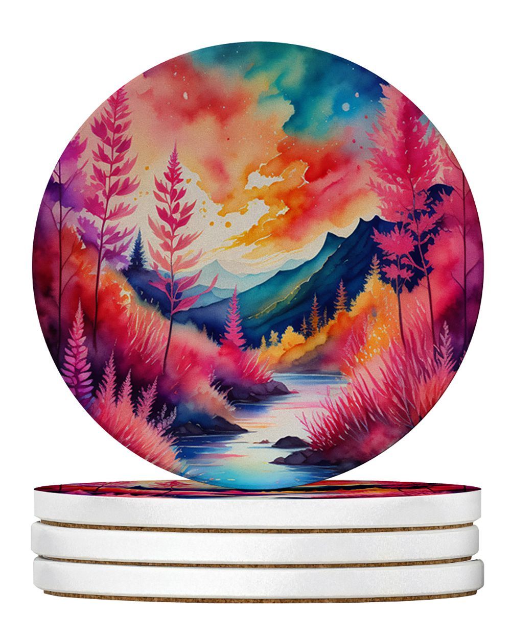 Colorful Astilbe Large Sandstone Coasters Pack Of 4 Absorbent Round Coasters Decor Gifts For Men Or Women, 4 In, Multicolor_maomaolike.com