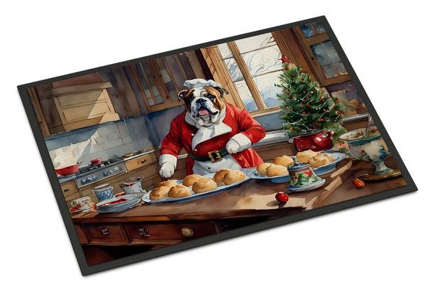 English Bulldog Christmas Cookies Doormat Front Door Mat Indoor Outdoor Rugs For Entryway, Non Slip Washable Low Pile, 24H X 36W_maomaolike.com