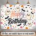 Happy Birthday Halloween Banner - 2D Flat Polyester Backdrop With Ghosts, Pumpkins, Bats, Spiders, Wall Hanging Party Decor_maomaolike.com