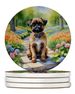 Brussels Griffon Spring Path Large Sandstone Coasters Pack Of 4 Absorbent Round Coasters Decor Gifts For Men Or Women, 4 In, Multicolor_maomaolike.com