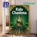 Kala Chashma Themed Painting Poster, Luxurious Indian Traditional Style Poster, Elegant Figure In Emerald Lehenga With Gold Embroidery And Lotus_maomaolike.com