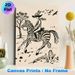 Western Cowboy Riding Zebra Painting Poster, Monochrome Linocut-style Wild Desert Scene Poster, Rustic Wild West Inspired Decor Ideal For Living Room_maomaolike.com