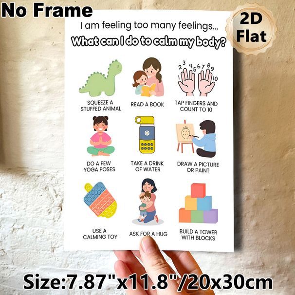 Emotion Regulation Painting Poster, Cute Cartoon-style Calming Strategies Poster, Practical Mood-soothing Tips Suitable For Therapy Rooms, Home Spaces_maomaolike.com