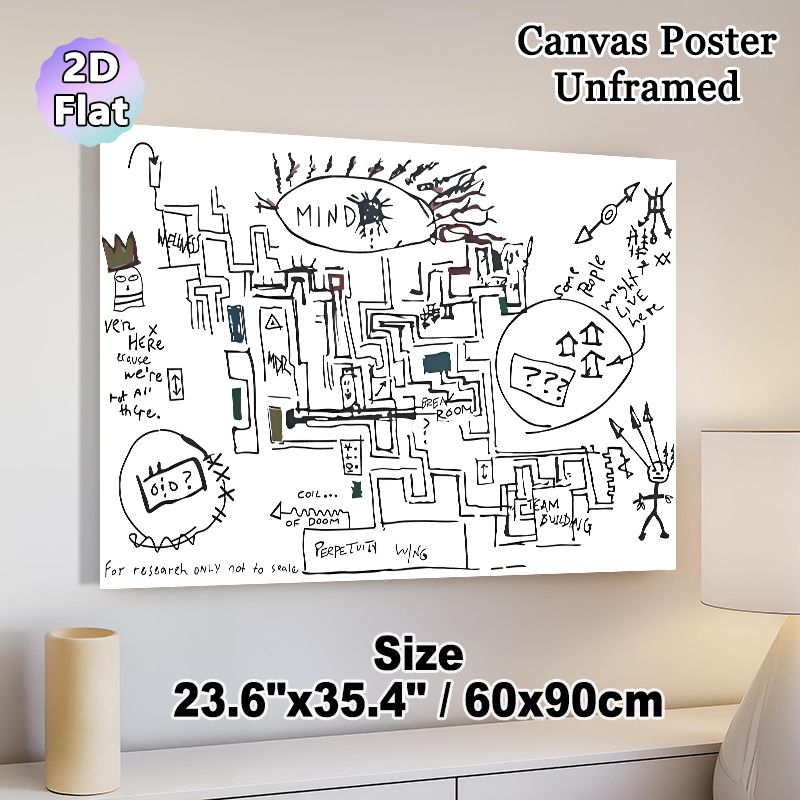 Abstract Mind Maze Painting Poster, Hand-drawn Graffiti-style Office-themed Map Poster, Unique Artistic Design Ideal For Home Office, Study Area_maomaolike.com