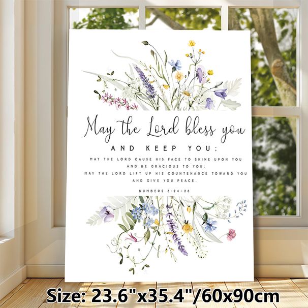 Bible Verse & Wildflower Themed Painting Poster, Soft Watercolor Floral Poster, Serene Religious Scripture Decor Suitable For Home, Living Room And_maomaolike.com