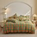 Nordic Style Four-piece Set Of All-cotton Plaid Duvet Cover, Yarn-dyed Washed Double Bed Fitted Sheet, Simple Pure_maomaolike.com