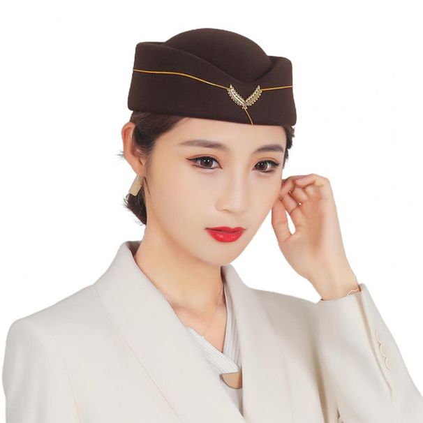 Hot Sale Delicate Ladies Air Hostesses Beret Hat Base Woolen Stewardess Cap_maomaolike.com