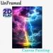 Rainbow Lightning Storm Painting Poster, Vibrant Dreamy Thunderstorm Over Ocean Scene Poster, Eye-catching Atmospheric Decor For Living Room, Bedroom_maomaolike.com