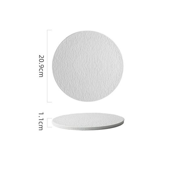 Solid Color Rock Pattern Ceramic Western Flat Round Cake Steak Japanese Restaurant Plate_maomaolike.com