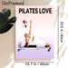Pilates Themed Painting Poster, Soft-toned Minimalist Woman Doing Pilates On Reformer With Hearts Poster, Fitness-inspired Decor Ideal For Home Gym Or_maomaolike.com