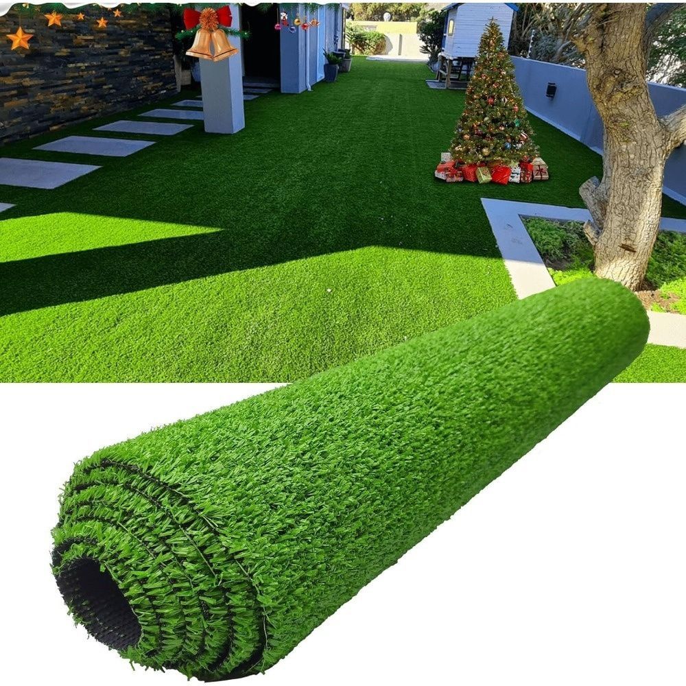 1PC- 3FTx33FT Artificial Turf Synthetic Mat, Outdoor Garden Lawn Landscape Pet Turf, Artificial Grass Carpet With Drainage Holes, Artificial Turf Indoor Background Wall Christmas Party Decoration_maomaolike.com