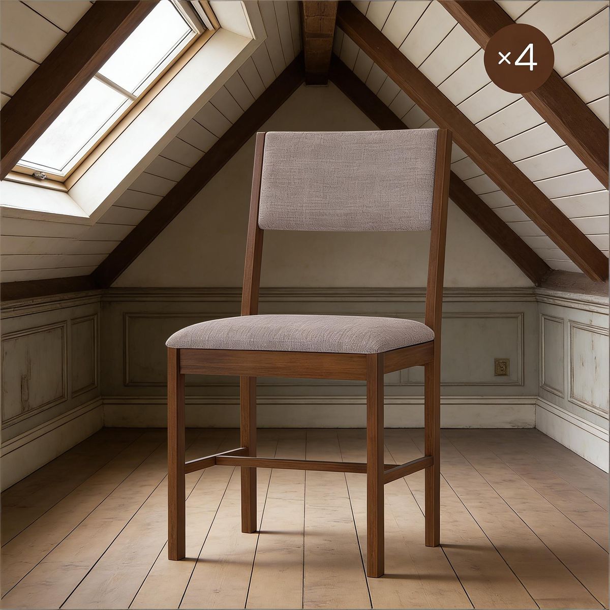 Dining Chairs Set Of 4, Linen Fabric Kitchen Chairs With Rubberwood Legs_maomaolike.com