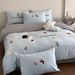 100S Long-Staple Four-Piece Set Cute Rabbit Towel Embroidered Duvet Cover Sheet 100% Cotton For 1.8m Bed_maomaolike.com
