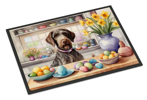 Decorating Easter German Wirehaired Pointer Doormat Front Door Mat Indoor Outdoor Rugs For Entryway, Non Slip Washable Low Pile, 24H X 36W_maomaolike.com