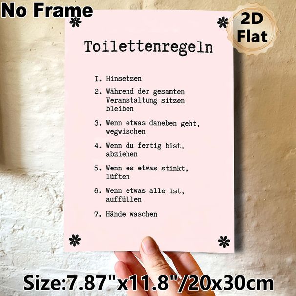 Bathroom Rules Painting Poster, Minimalist Pink Typographic Poster, Clear Toilet Usage Guidelines, Ideal For Bathroom And Restroom_maomaolike.com