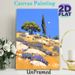 Mediterranean Hillside Painting Poster, Vibrant Stylized Scenery Poster, Sunny Hills With Trees And Rocks Design, Brings Serene Natural Atmosphere_maomaolike.com