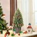 18 Inch Tall Unlit Miniature Snow-Flocked Tabletop Artificial Christmas Tree, Holiday Decoration With Pine Cones And Berries_maomaolike.com
