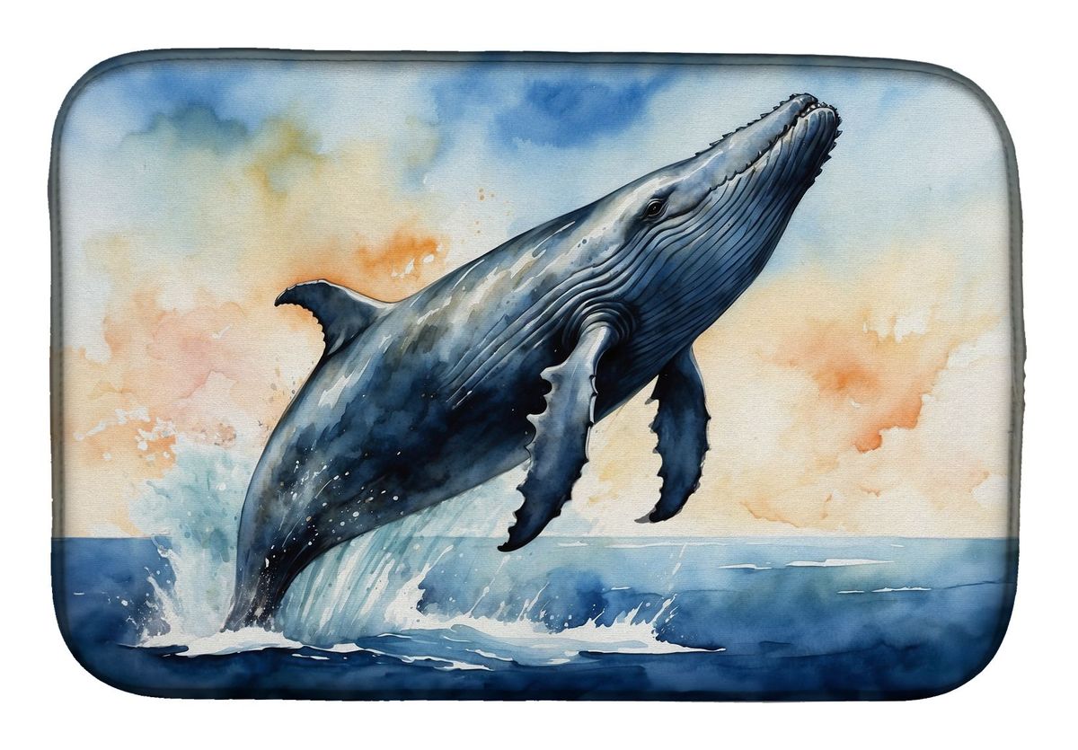Humpback Whale Breaching Dish Drying Mat Absorbent Dish Drying Mat Pad For Kitchen Counter Dish Drainer Mat For Countertop, 14 X 21", Multicolor_maomaolike.com