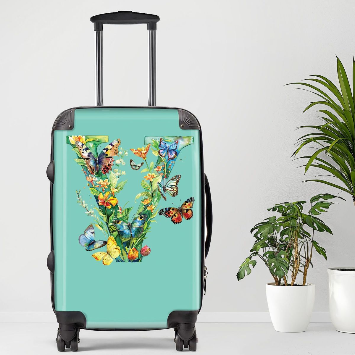 Letter V Luggage, 20/24/28 Inch Luggage, Carry-On, Custom Luggage, Luggage Set, Suitcase, Travel, Vacation, Cabin Suitcase, Custom Suitcase, Personalized Luggage_maomaolike.com