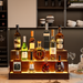 LED Lighted Liquor Bottle Display Shelf, 24 Inch Bar Display Shelf, DIY Illuminated Bottle Shelf With App & Remote Control, 3 Step Freestanding Holding Bottles For Home Bar, Party, Walnut_maomaolike.com