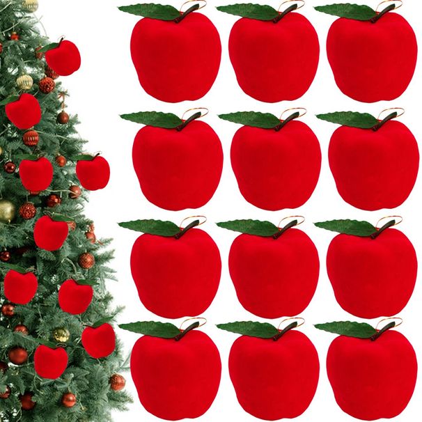 12Pcs Mini Christmas Ornament 2.1in Foam Red Ball Ornament Pendants Xmas Tree Hanging Decorations For Holiday Party Supplies_maomaolike.com