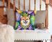Shiba Inu King Of Mardi Gras Throw Pillow Machine Washable, Indoor Outdoor Decorative Pillow For Couch, Bed Or Patio, 14Hx14W_maomaolike.com