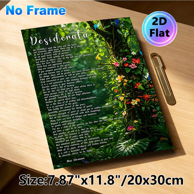 Desiderata Poem Painting Poster, Lush Tropical Floral Jungle Poster, Inspirational Reflective Verse For Calming Atmosphere, Ideal For Home, Office Or_maomaolike.com
