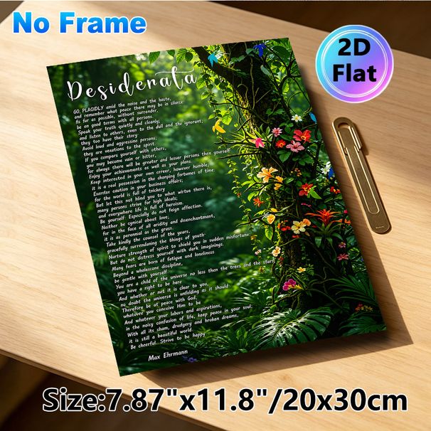 Desiderata Poem Painting Poster, Lush Tropical Floral Jungle Poster, Inspirational Reflective Verse For Calming Atmosphere, Ideal For Home, Office Or_maomaolike.com