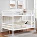 Full Over Full Bunk Bed With Ladder,Wooden Bunk Bed With High Guardrail And Ladder For Kids, Teens, Dorm Rooms, And Guest Rooms,No Box Spring Needed,White_maomaolike.com