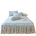 Lace Trim Single Piece Quilted Style Sheet All-Season Cover With Edge Bed Skirt Three-Piece Set_maomaolike.com