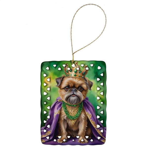 Brussels Griffon King Of Mardi Gras Porcelain Ornament Christmas Tree Hanging Decorations For Home Christmas Holiday, Rectangle, Gift, Multicolor_maomaolike.com
