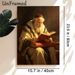 Elderly Scholar Reading Painting Poster, Warm-toned Realistic Oil Painting Style Poster, Serene Elegant Artwork Suitable For Study, Living Room And_maomaolike.com