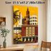 Vintage Urban Street Scene Painting Poster, Vibrant Retro Flat-style Cityscape Poster, Nostalgic Urban Charm With Iconic Buildings, Ideal For Living_maomaolike.com