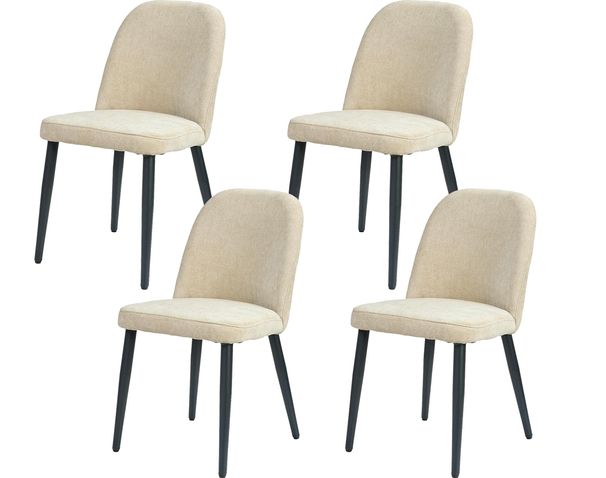 Beige Fabric Identities Chair With Metal Legs, Armless Chair Set Of 4 For Kitchen, Restaurant, Living, Meeting Room_maomaolike.com