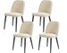 Beige Fabric Identities Chair With Metal Legs, Armless Chair Set Of 4 For Kitchen, Restaurant, Living, Meeting Room_maomaolike.com