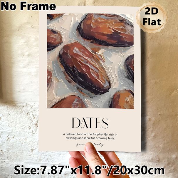 Dates Themed Painting Poster, Rich Textured Impasto Oil Painting Poster, Showcases Revered Sunnah Food, Ideal For Kitchen And Dining Room Wall Decor_maomaolike.com