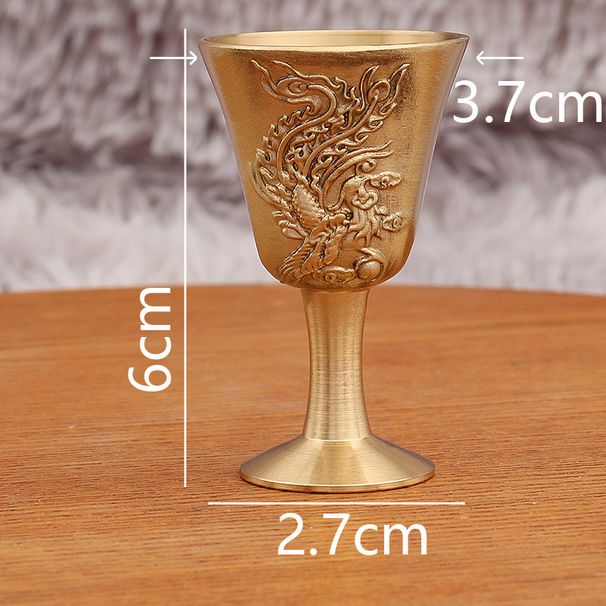 Brass Goblet Home Restaurant Tabletop Offering Worship Hall Dragon And Phoenix Auspicious Small Wine Cup Metal Ornament Craft_maomaolike.com