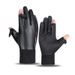 Winter leather warm gloves plus velvet men's non slip open finger windproof water proof touch screen photography cold proof flip gloves_maomaolike.com