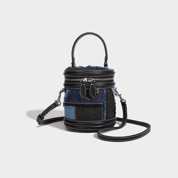 Niche Design Denim Patchwork Stylish Bucket 2026 New Casual Trendy Versatile Handbag Crossbody Small Bag_maomaolike.com